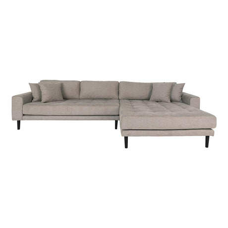 Lido Stone Fabric Right Hand Facing Lounge Sofa with Black Legs-2