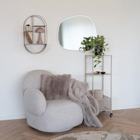 Messina Light Grey Boucle Fabric Swivel Lounge Chair-2