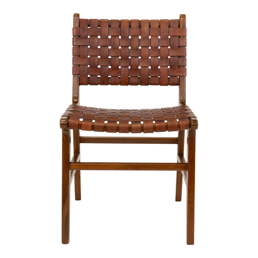 2 x Perugia Brown Leather Dining Chair-2