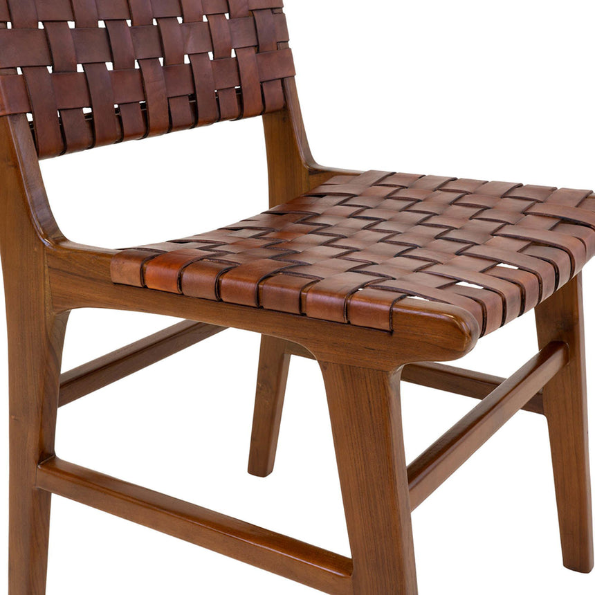 2 x Perugia Brown Leather Dining Chair-7