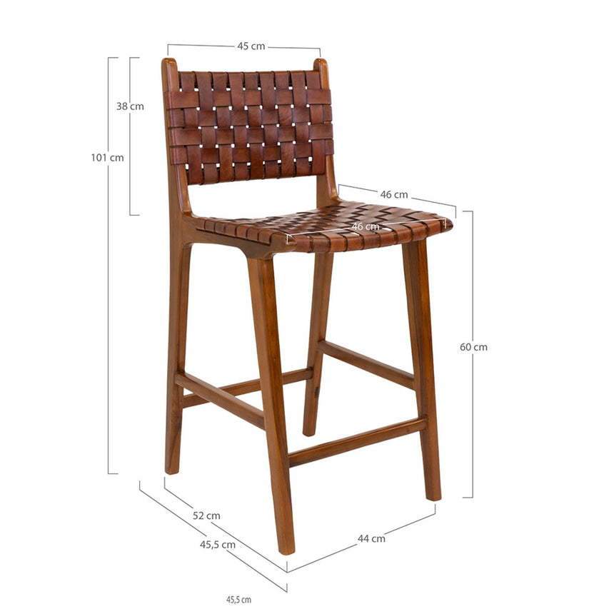 Perugia Brown Leather Bar Chair-7