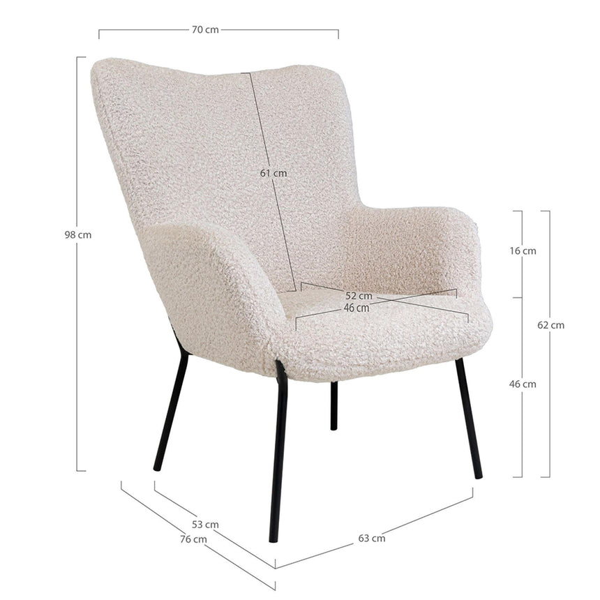 Glasgow White Faux Lambskin Armchair -7