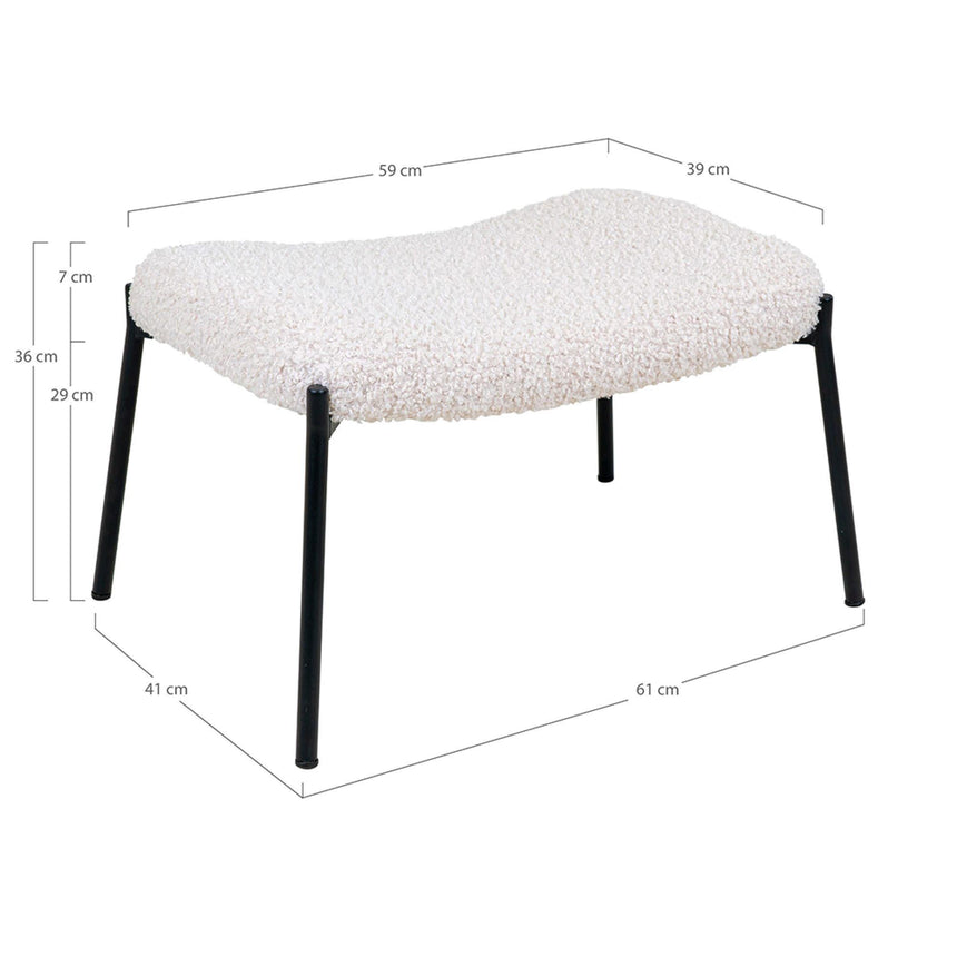 Glasgow White Faux Lambskin Footstool-6
