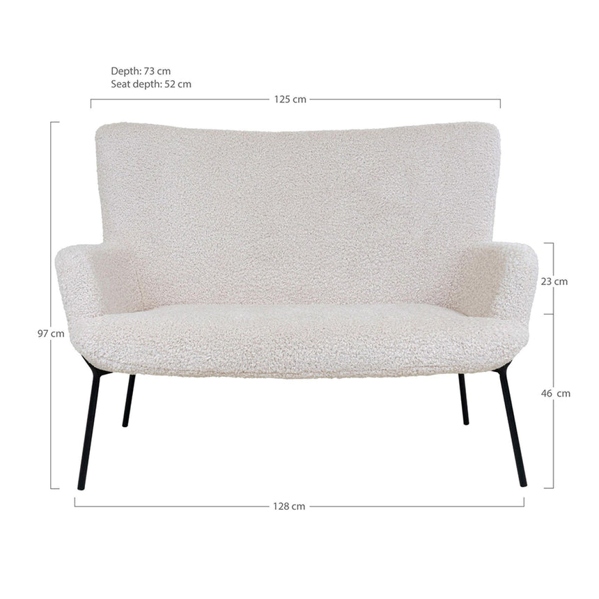 Glasgow White Faux Lambskin 2 Seater Sofa-6