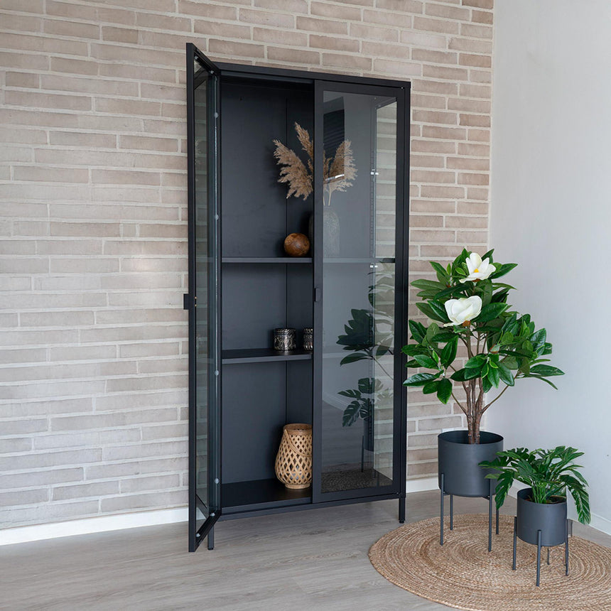 Nondalton Black Metal 2 Door Display Cabinet-2