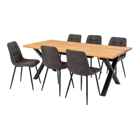 Toulon 200cm Natural Oak Dining Set with 6 Middelfart Chairs-2