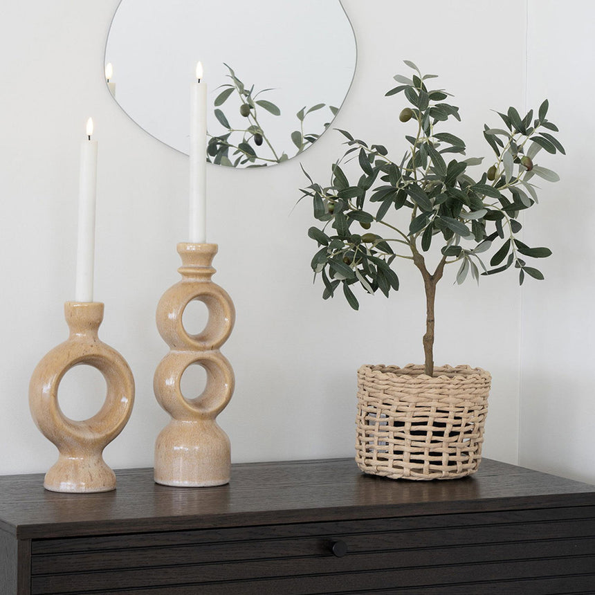 Brown Ceramic Small Candle Holder-4