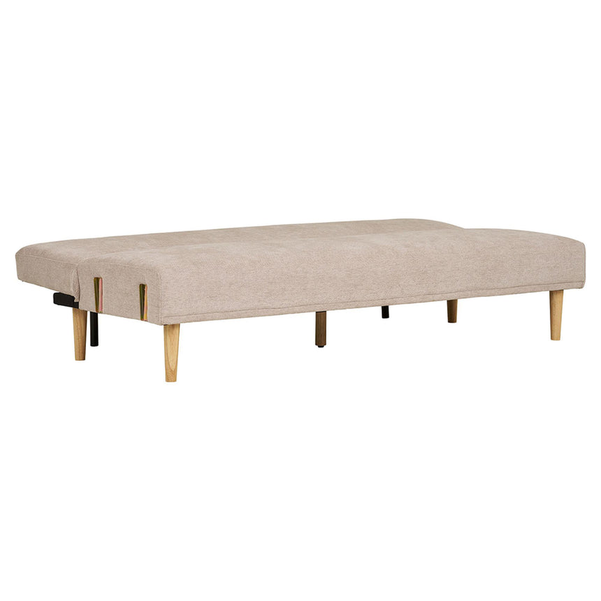 Kells Sand Fabric Click Clack Sofa Bed with Natural Legs-4