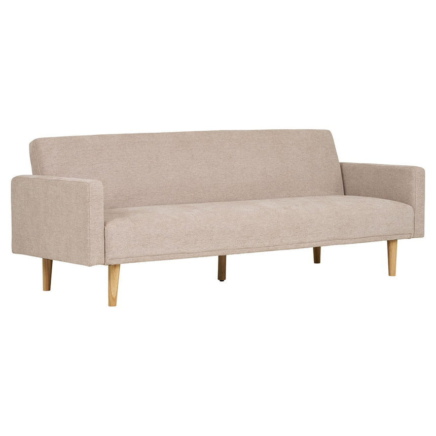 Kells Sand Fabric Click Clack Sofa Bed with Natural Legs-7