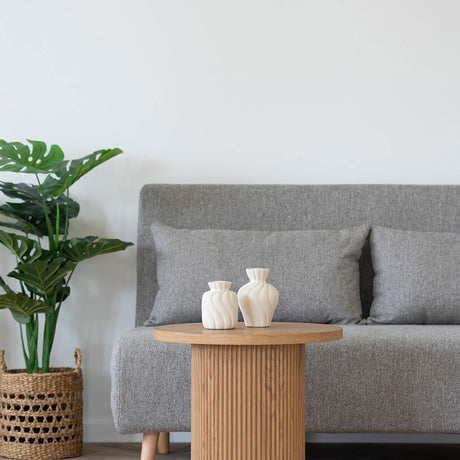 Marlow Grey Fabric 2 Seater Click Clack Sofa Bed with Natural Legs-2