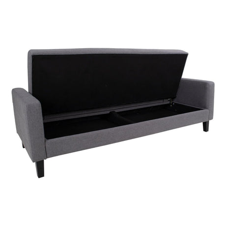 Milton Dark Grey Fabric Click Clack Sofa Bed with Black Legs-2