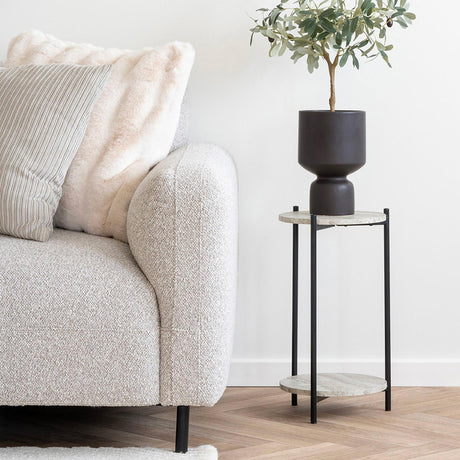 Salvador Light Grey Boucle Fabric Left Hand Facing Lounge Sofa with Black Legs-2