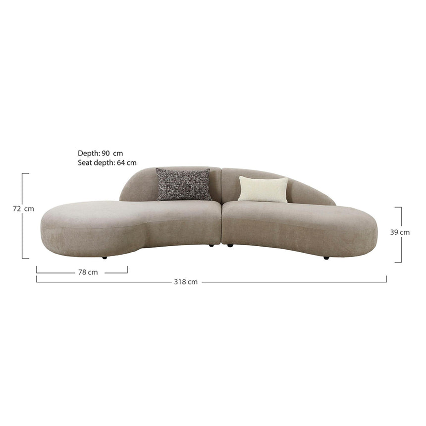 Venice Taupe Fabric 4 Seater Curved Sofa-8