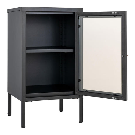Dalby Glass and Black Metal 1 Door Cabinet-2