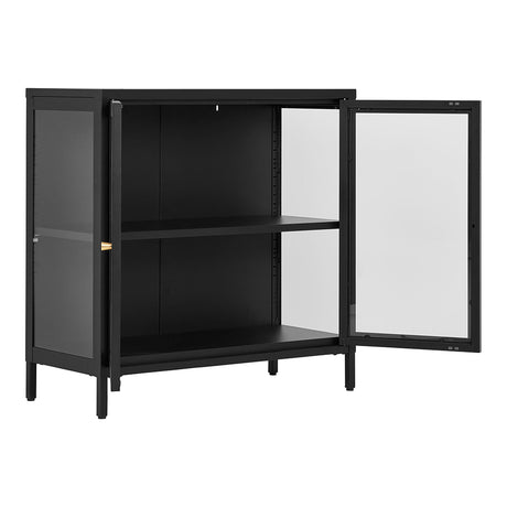 Dalby Glass and Black Metal 2 Door Cabinet-2