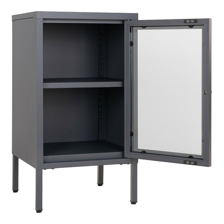 Dalby Glass and Grey Metal 1 Door Cabinet-2