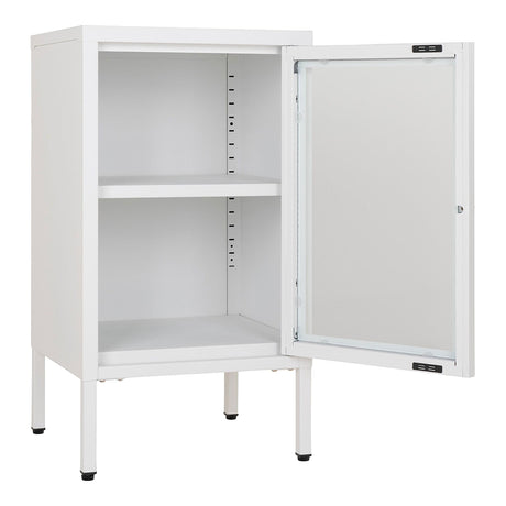 Dalby Glass and White Metal 1 Door Cabinet-2