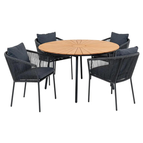 Cleveland Tak Wood 4 Seater Round Garden Dining Set and 4 Salerno Chairs-2