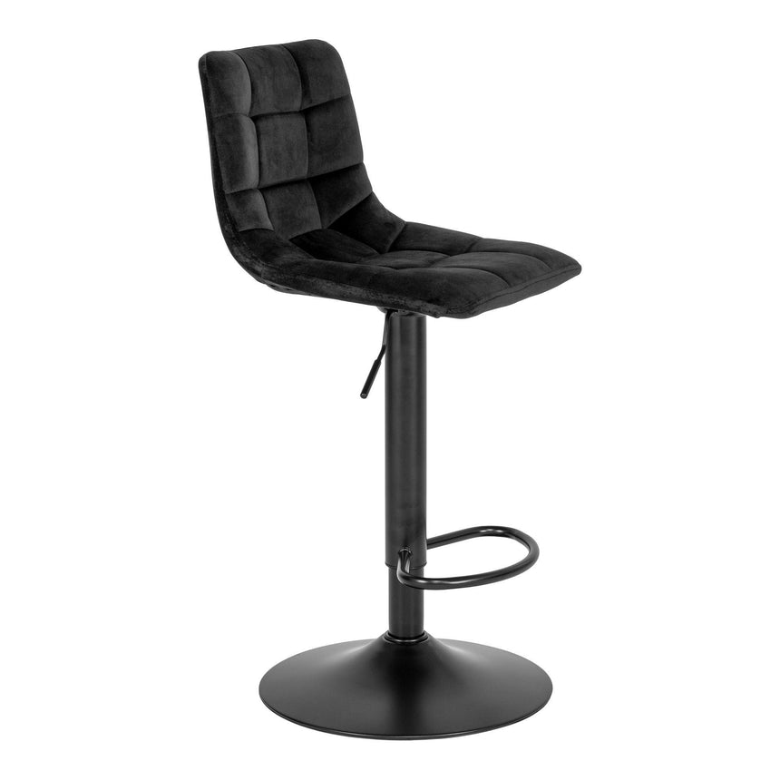 2 x Middelfart Black Velvet Fabric Barstool-3