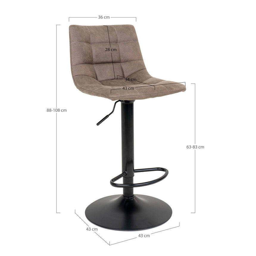 2 x Middelfart Brown Fabric Barstool-6