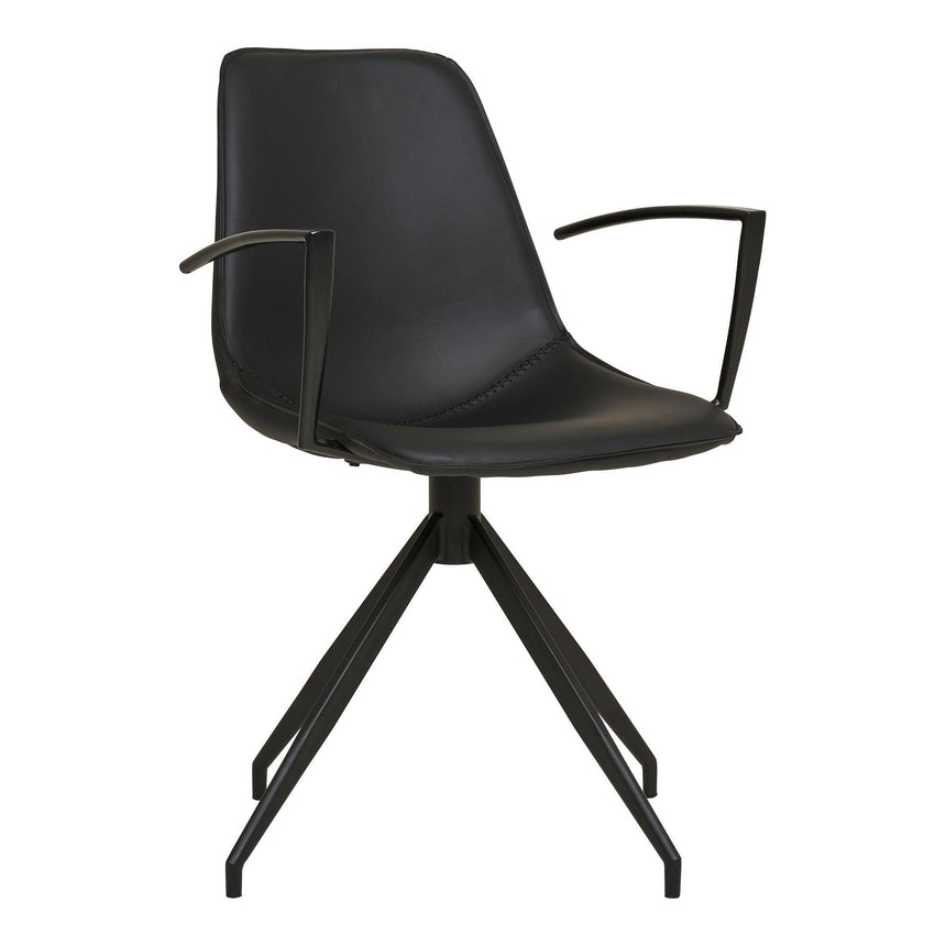 2 x Monaco Black Faux Leather Swivel Dining Armchair-2