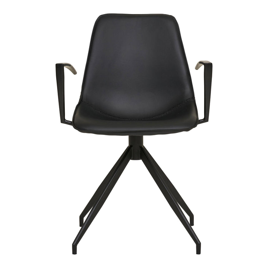 2 x Monaco Black Faux Leather Swivel Dining Armchair-3