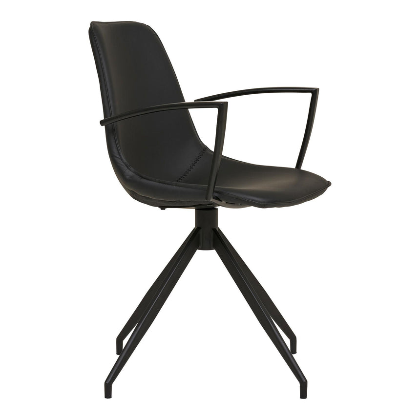 2 x Monaco Black Faux Leather Swivel Dining Armchair-4