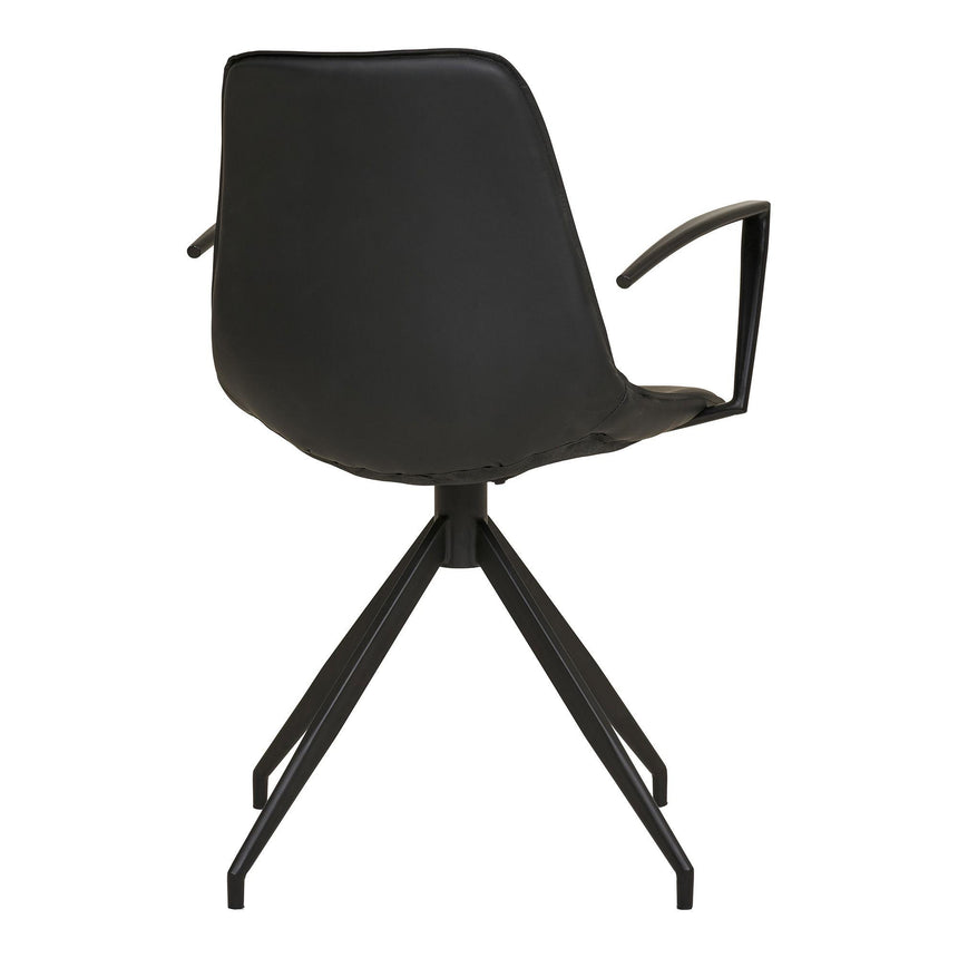2 x Monaco Black Faux Leather Swivel Dining Armchair-5