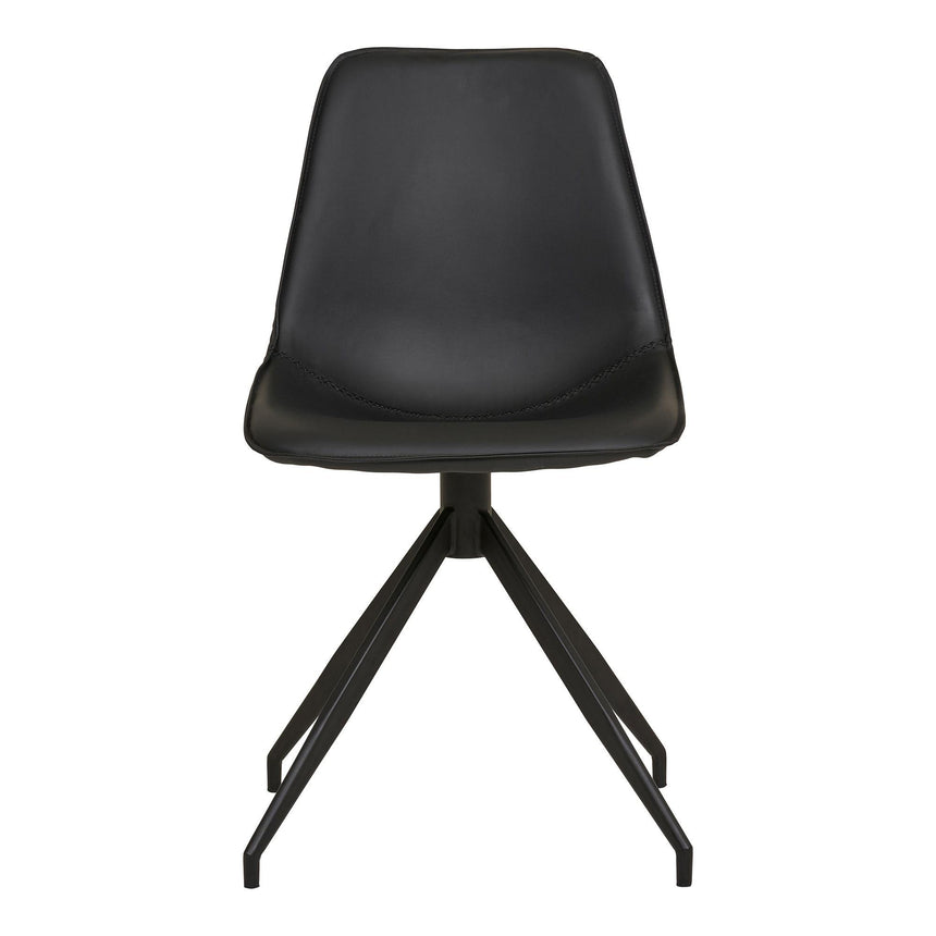 2 x Monaco Black Faux Leather Swivel Dining Chair-2