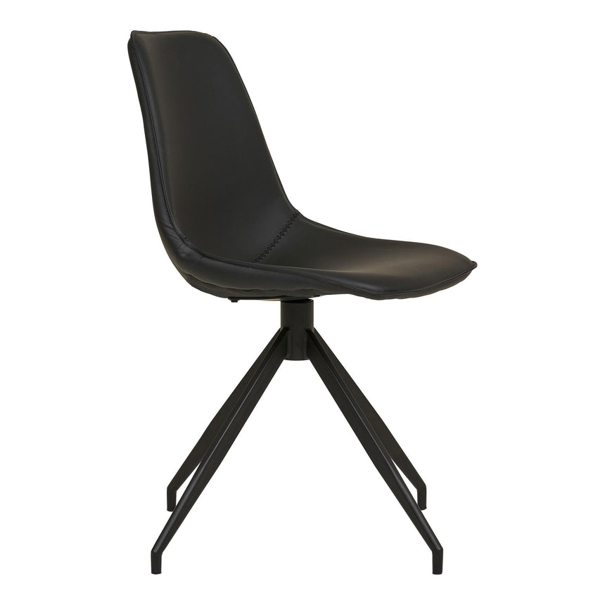 2 x Monaco Black Faux Leather Swivel Dining Chair-3