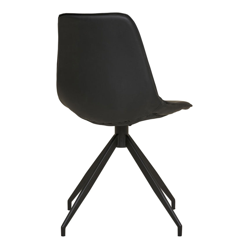 2 x Monaco Black Faux Leather Swivel Dining Chair-4