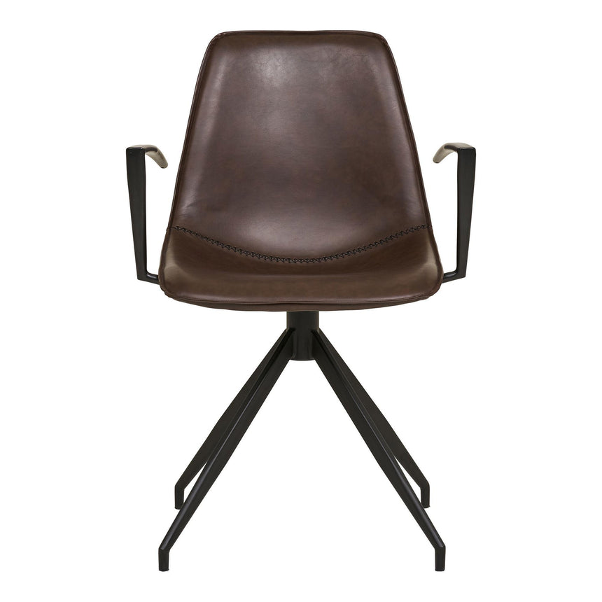 2 x Monaco Brown Faux Leather Swivel Dining Armchair-2