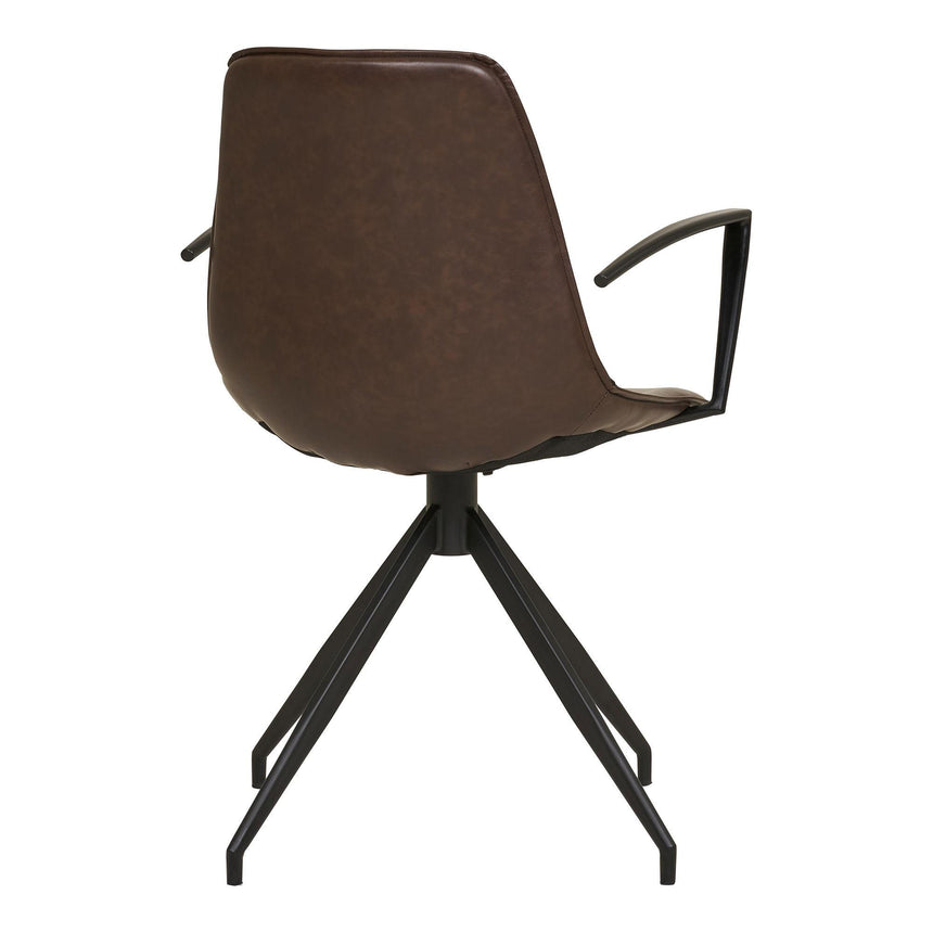2 x Monaco Brown Faux Leather Swivel Dining Armchair-4