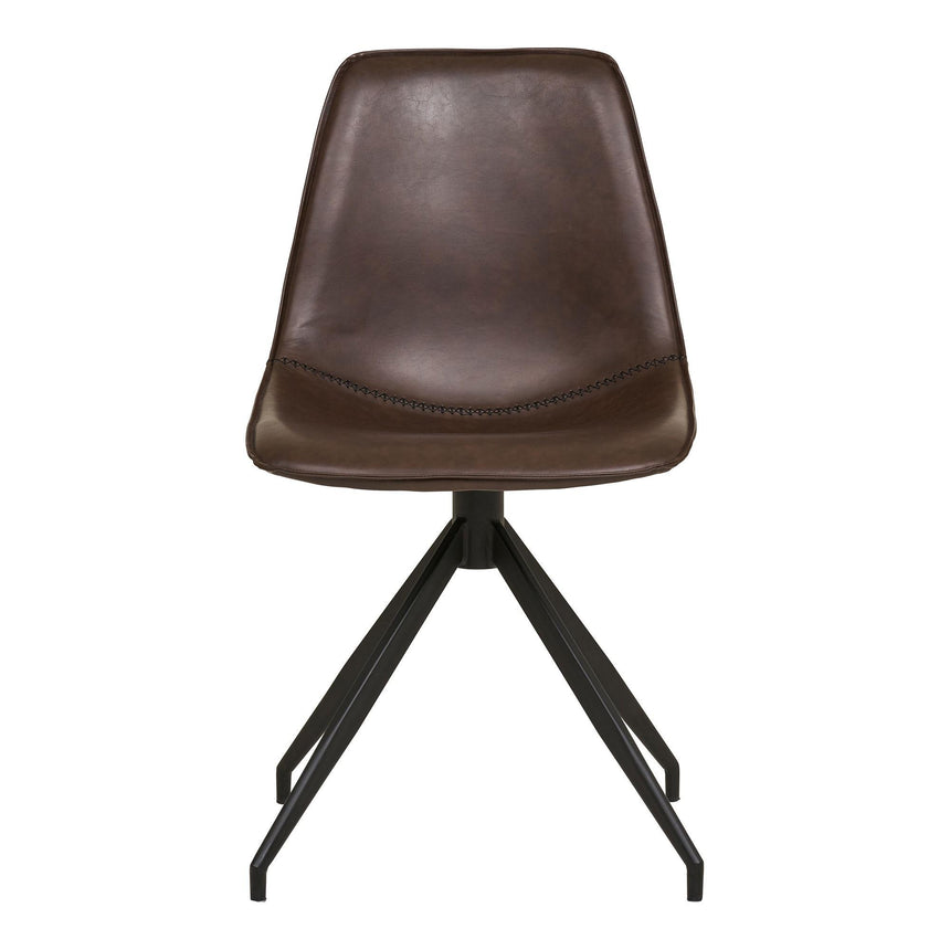 2 x Monaco Dark Brown Faux Leather Swivel Dining Chair-2