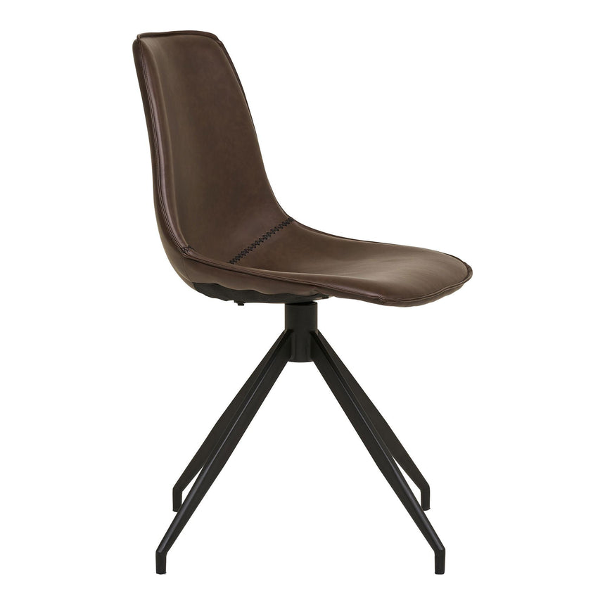 2 x Monaco Dark Brown Faux Leather Swivel Dining Chair-3