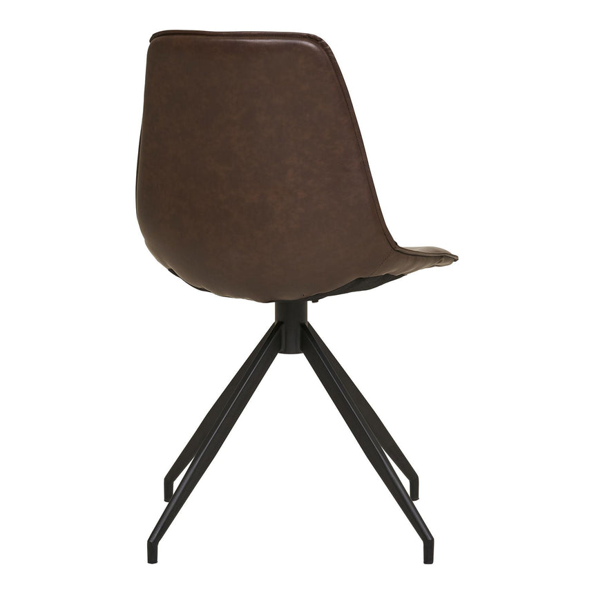 2 x Monaco Dark Brown Faux Leather Swivel Dining Chair-4