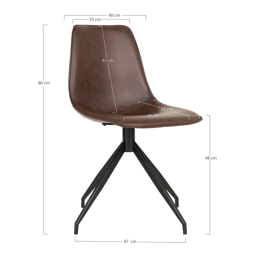 2 x Monaco Dark Brown Faux Leather Swivel Dining Chair-6