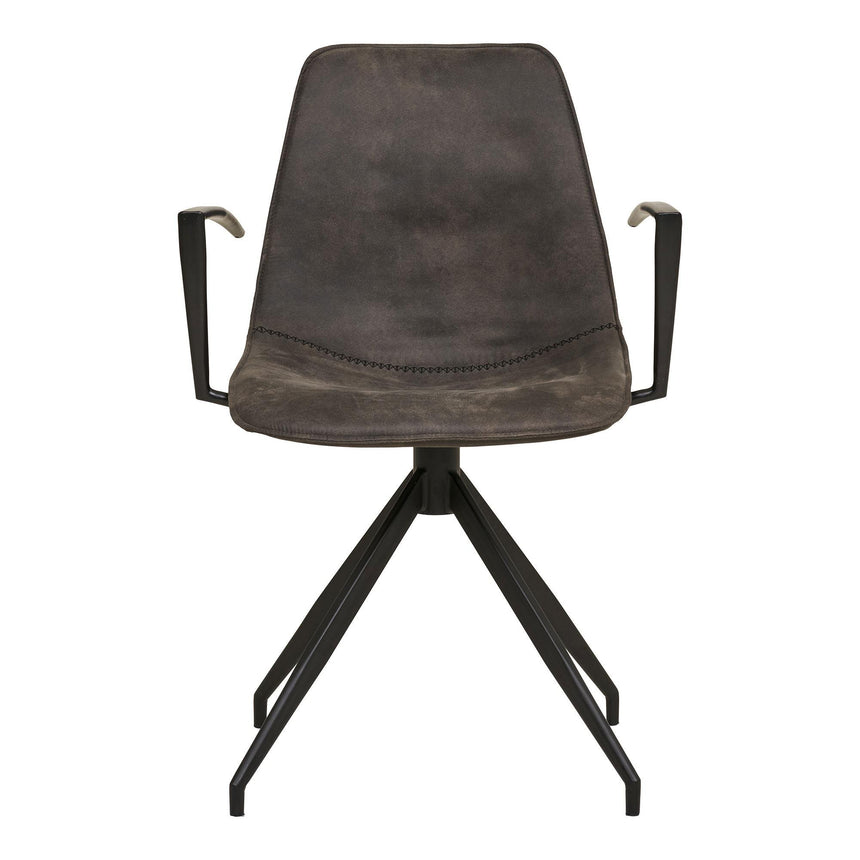 2 x Monaco Grey Fabric Swivel Dining Armchair-2
