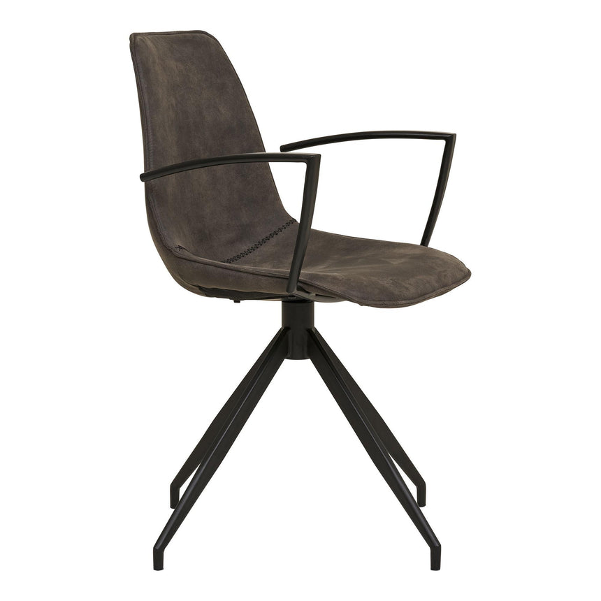2 x Monaco Grey Fabric Swivel Dining Armchair-3