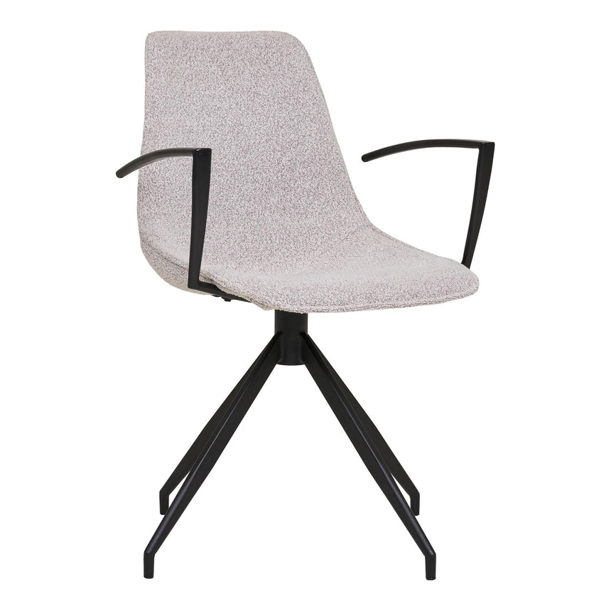 2 x Monaco Light Grey Boucle Fabric Swivel Dining Armchair-2