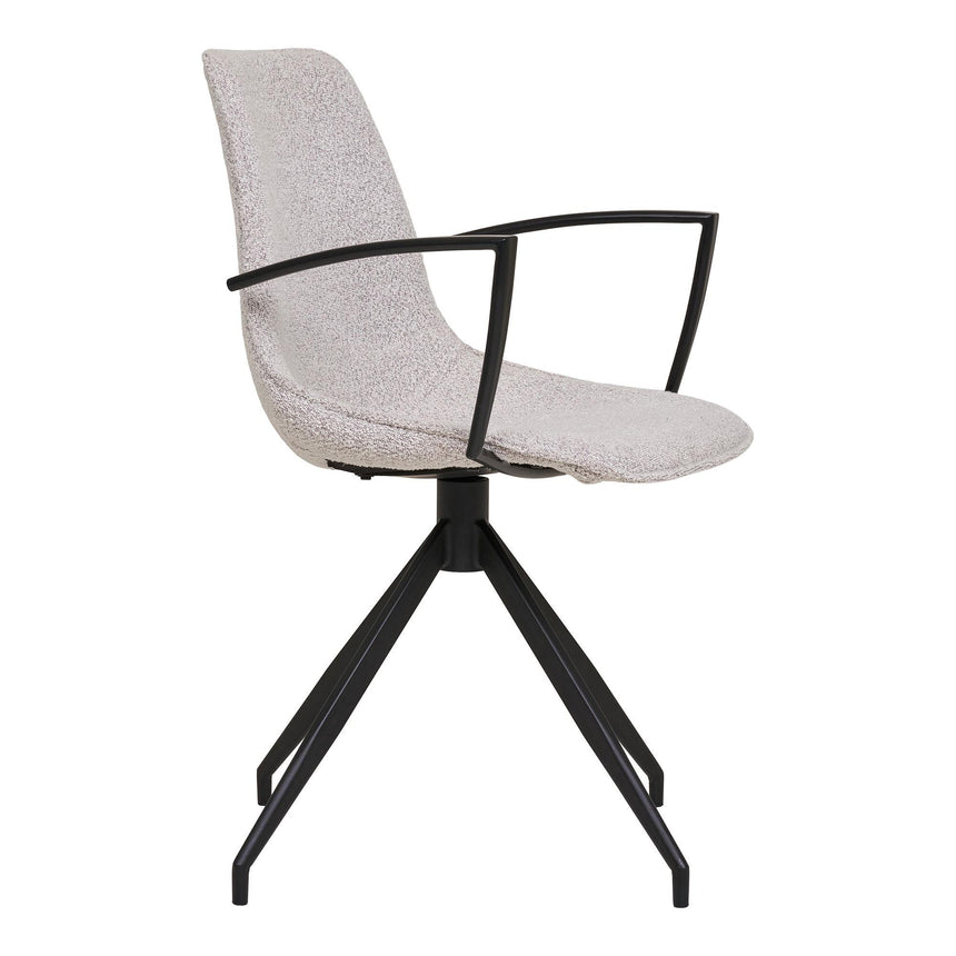 2 x Monaco Light Grey Boucle Fabric Swivel Dining Armchair-4