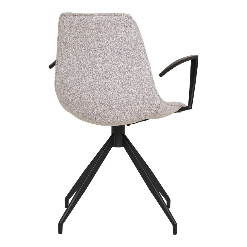 2 x Monaco Light Grey Boucle Fabric Swivel Dining Armchair-5