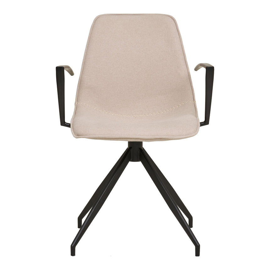 2 x Monaco Sand Fabric Swivel Dining Armchair-2