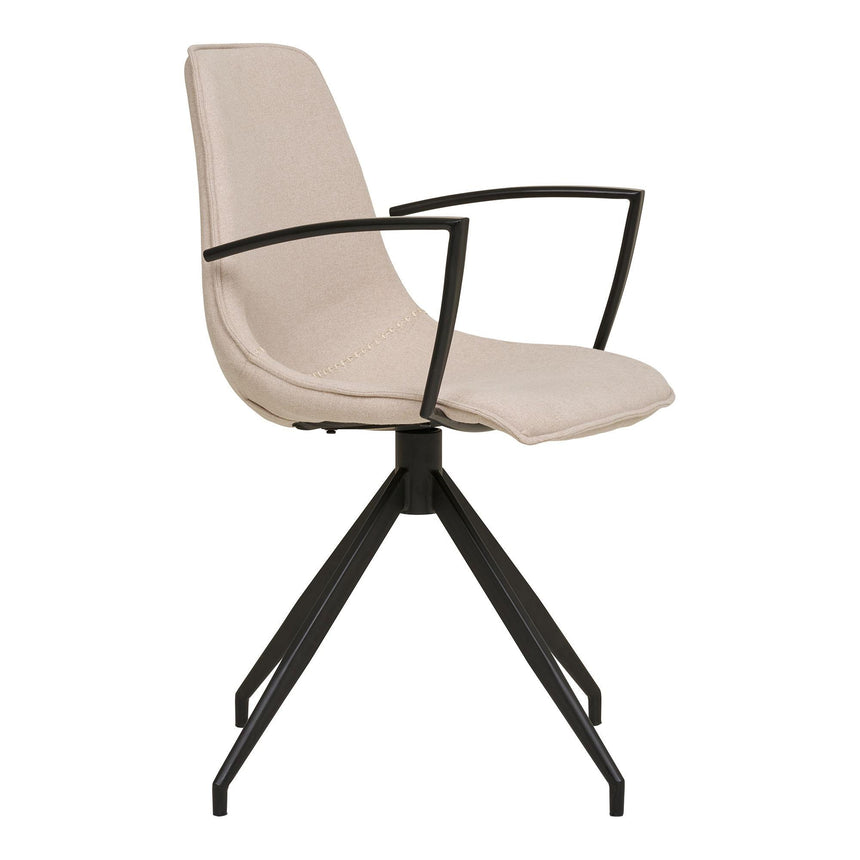 2 x Monaco Sand Fabric Swivel Dining Armchair-3
