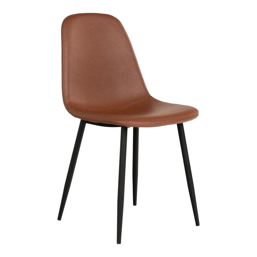 2 x Stockholm Vintage Brown Faux Leather Dining Chair with Black Legs-2