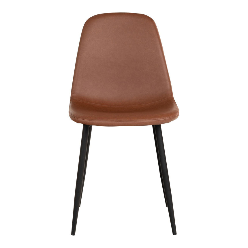 2 x Stockholm Vintage Brown Faux Leather Dining Chair with Black Legs-3
