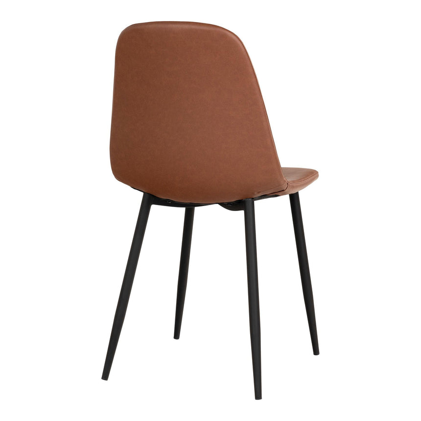 2 x Stockholm Vintage Brown Faux Leather Dining Chair with Black Legs-5