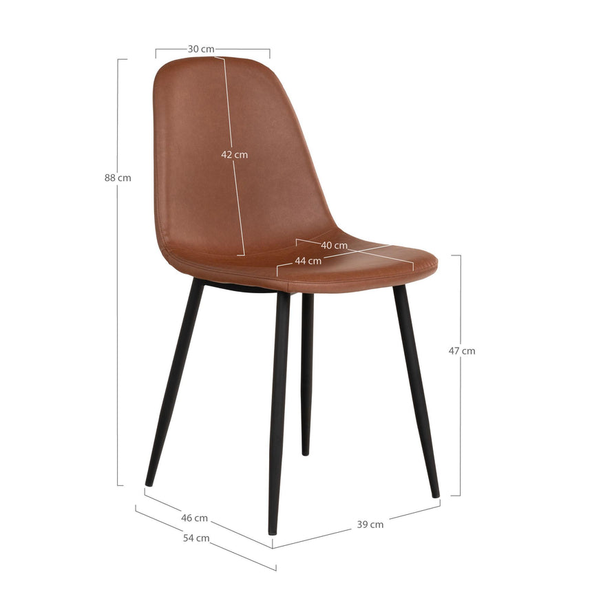 2 x Stockholm Vintage Brown Faux Leather Dining Chair with Black Legs-6