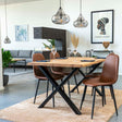 2 x Stockholm Vintage Brown Faux Leather Dining Chair with Black Legs-7