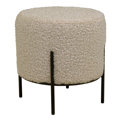 Alford Beige Boucle Fabric Round Pouf-2